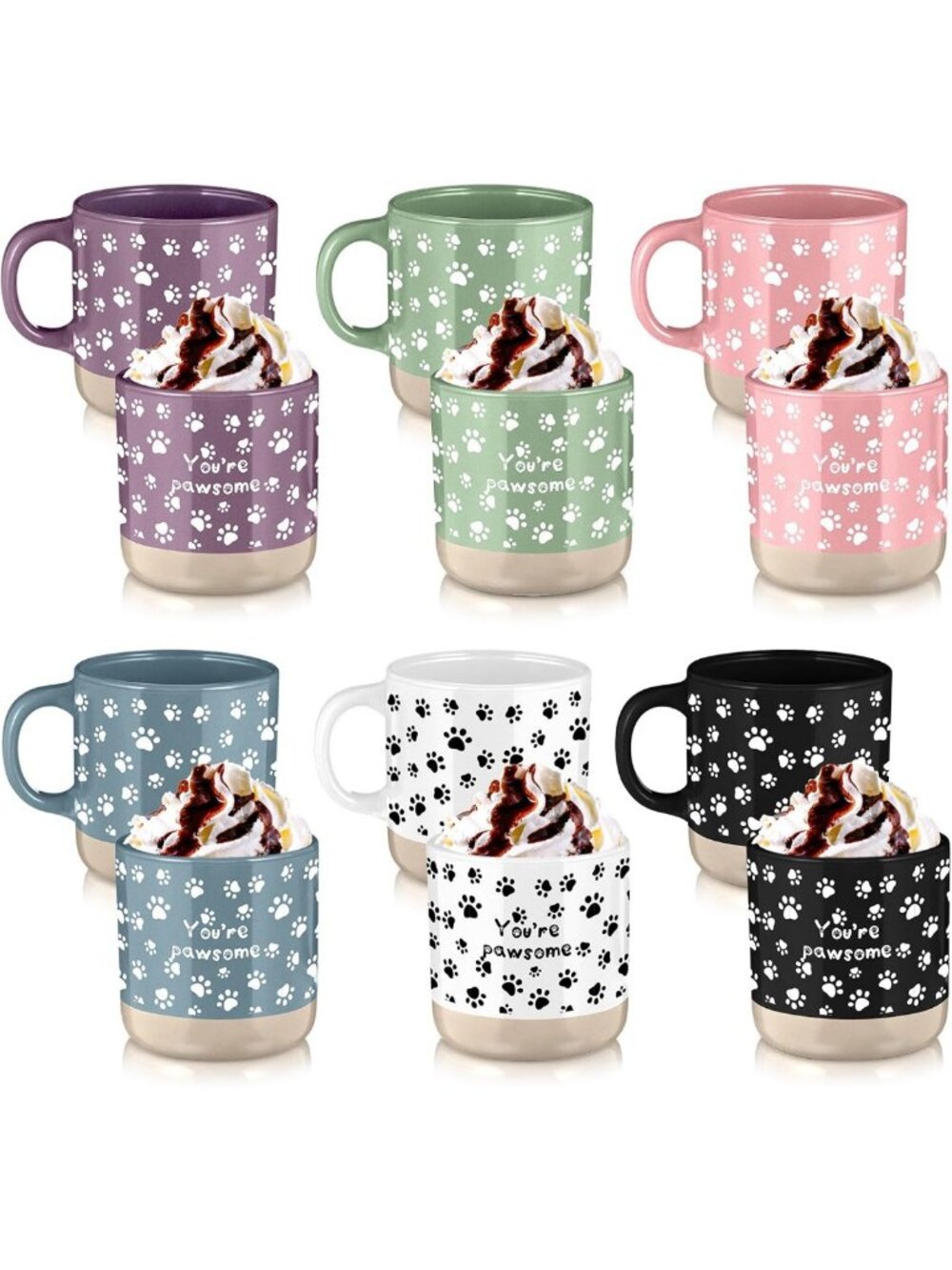 6 Pcs Vet Tech Appreciation Gift Set - You're Pawsome Coffee Mugs, 13 oz